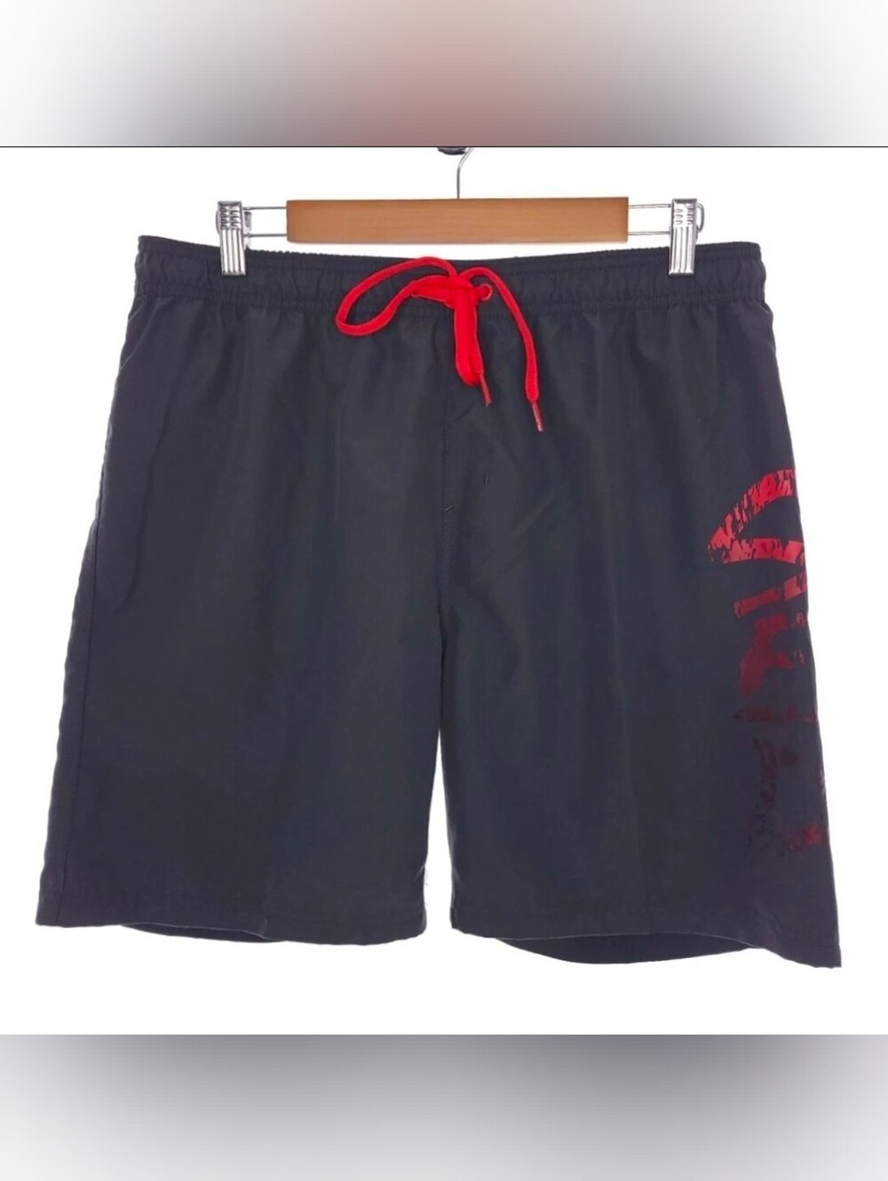 Speedo Gray Red Swim Trunk Iner Mesh Mens Size Large
